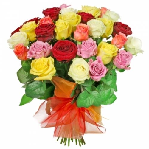 35 разноцветных роз с доставкой по Каслям